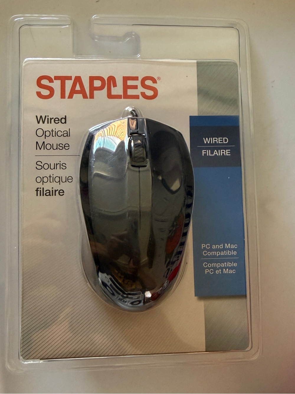 Staples Wired Optical Mouse - Black NEW
